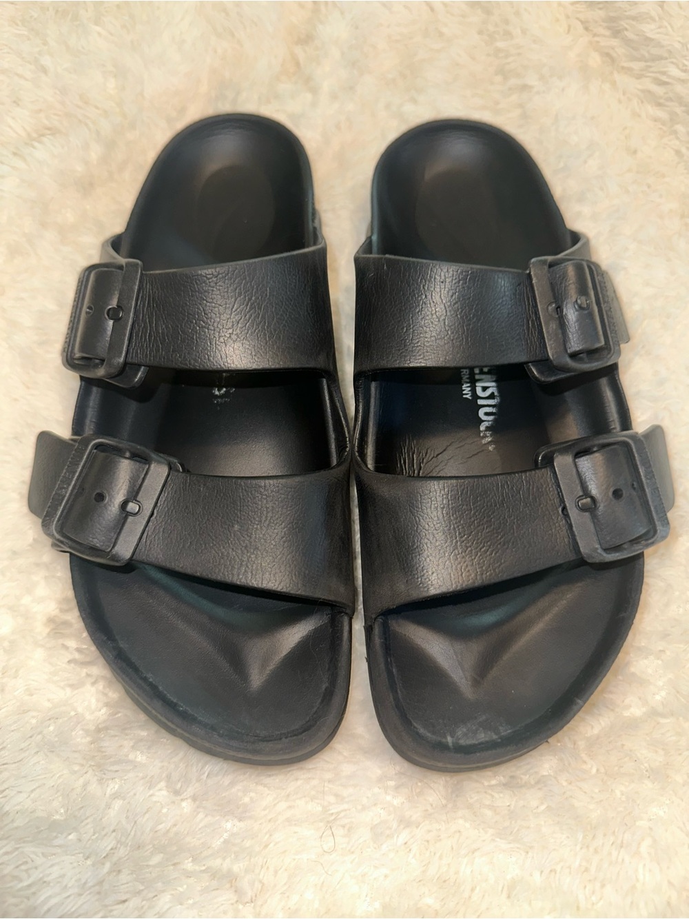 BIRKENSTOCK Black Double-Buckle Slide Sandals